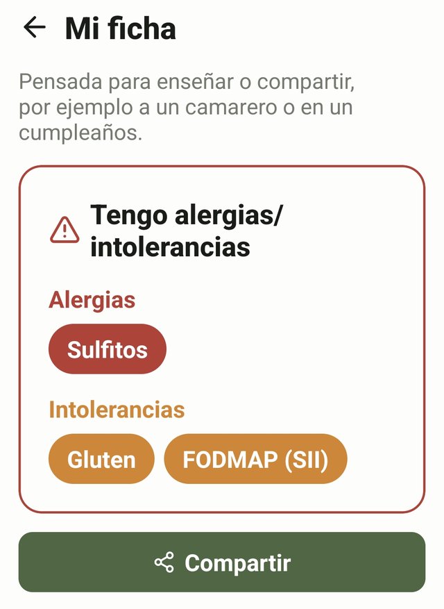 Ficha de alergias compartible