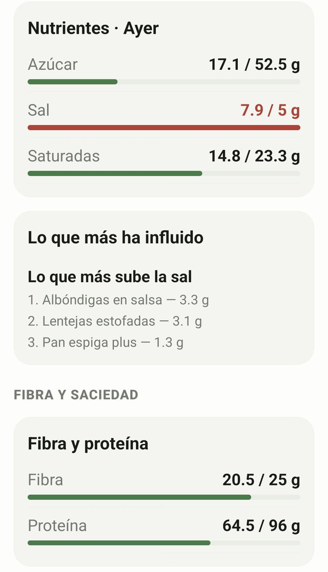 Pantalla de informes con consejos